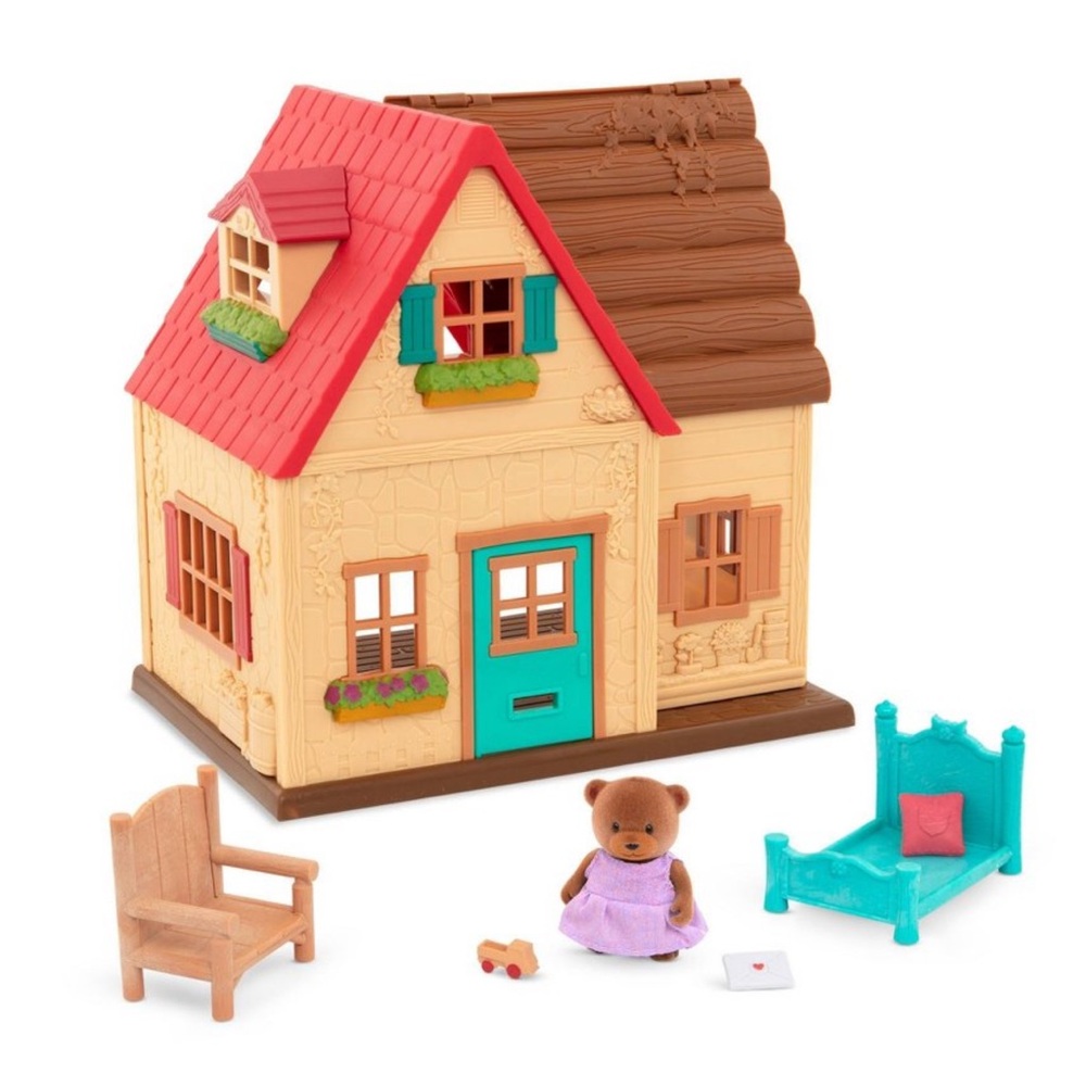 Li'l Woodzeez Country House - 8pc Toy House Playset: Doll Playsets, Plastic.